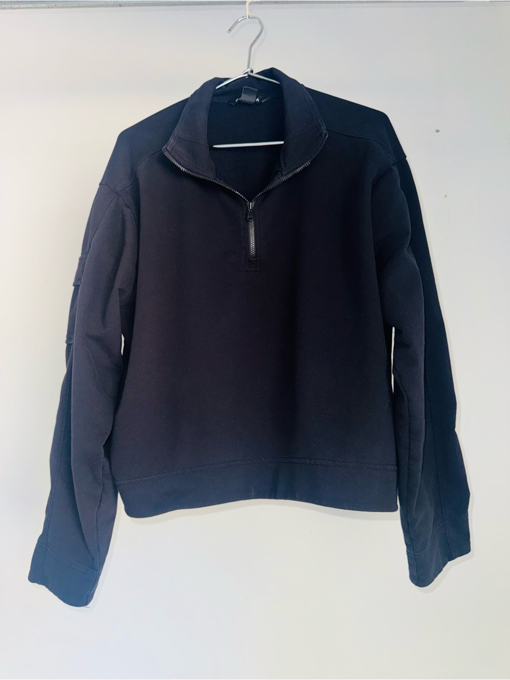 Athleta Women’s Quarter-Zip Cropped Pullover Sweater - Black